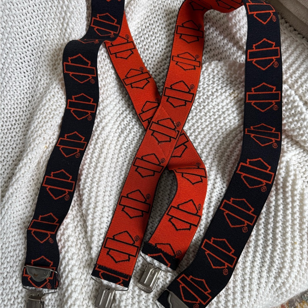 Harley-Davidson Men’s Suspenders one size Black and Orange